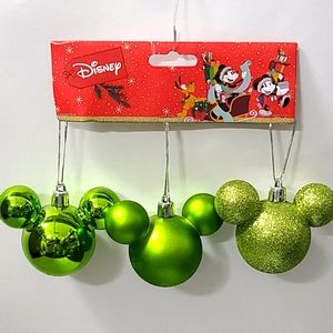 Disney Mickey Mouse Christmas Ornaments 3pz Green